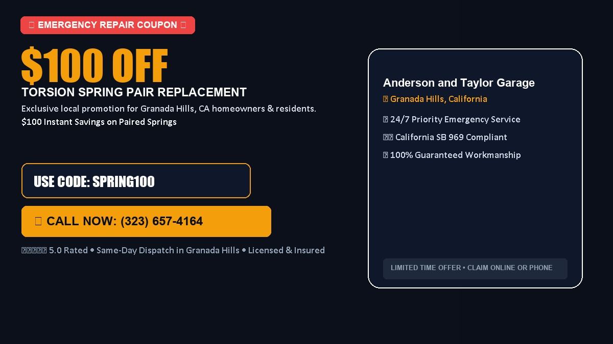 Anderson and Taylor Garage Door Service $100 OFF Dual Torsion Spring Replacement