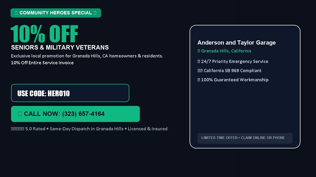 Anderson and Taylor Garage Door Service 10% OFF Seniors & Military Veterans